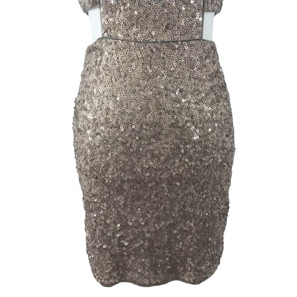 EXPRESS! GOLD SEQUIN EMBELLISHED STRETCH CUTAWAY SIDES, CLUB, PARTY DRESS! SZ 6 - Picture 4 of 10